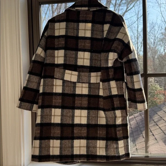 Rylee + Cru Multi Plaid Wool Blend Longline Coat 4-5 years